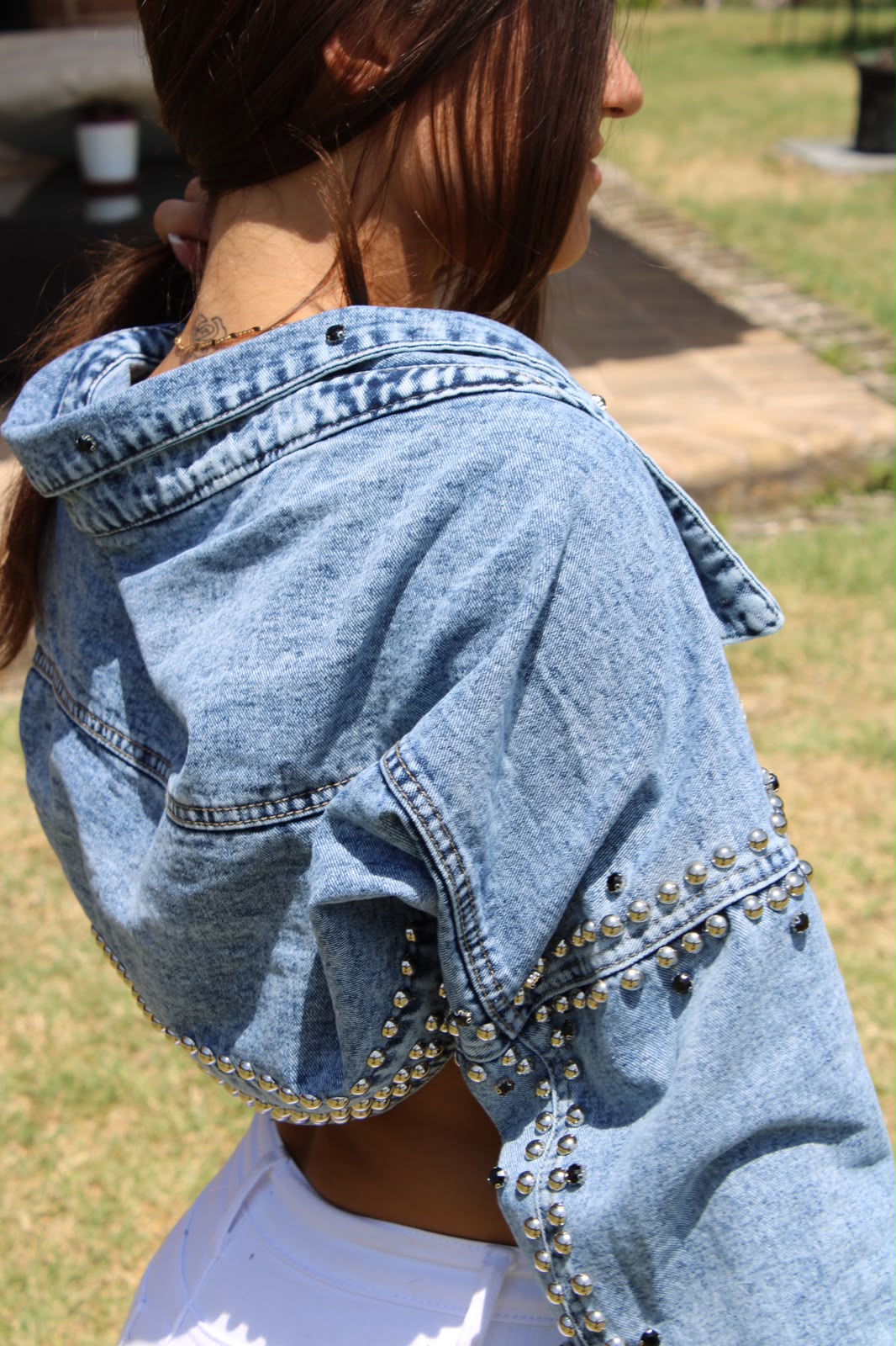 Giacca denim con Borchie