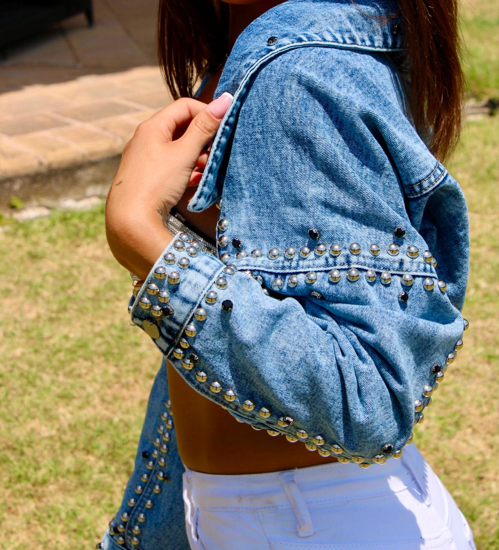 Giacca denim con Borchie